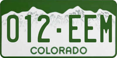 CO license plate 012EEM