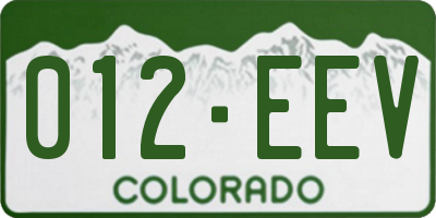 CO license plate 012EEV