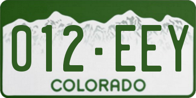 CO license plate 012EEY