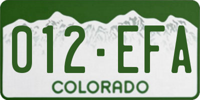CO license plate 012EFA
