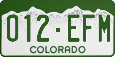 CO license plate 012EFM