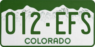 CO license plate 012EFS