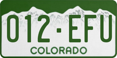 CO license plate 012EFU