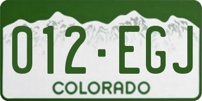 CO license plate 012EGJ