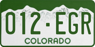 CO license plate 012EGR
