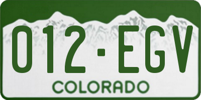 CO license plate 012EGV