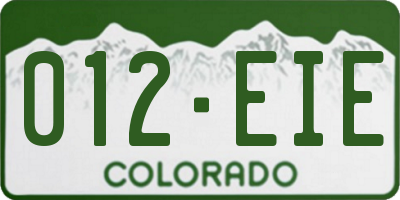 CO license plate 012EIE