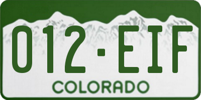 CO license plate 012EIF