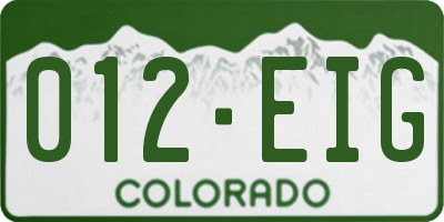 CO license plate 012EIG