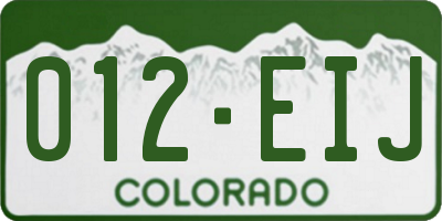 CO license plate 012EIJ
