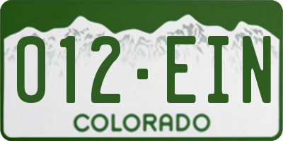 CO license plate 012EIN