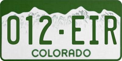 CO license plate 012EIR