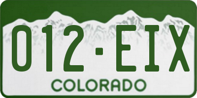 CO license plate 012EIX