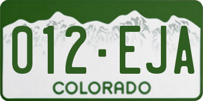 CO license plate 012EJA