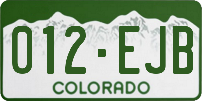CO license plate 012EJB