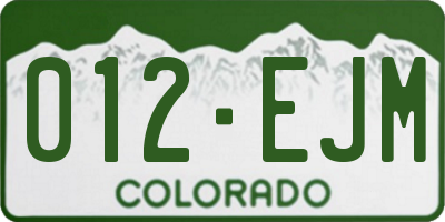 CO license plate 012EJM