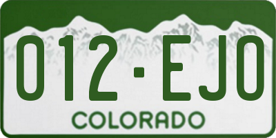 CO license plate 012EJO