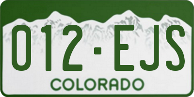 CO license plate 012EJS