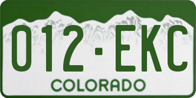 CO license plate 012EKC