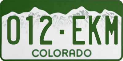CO license plate 012EKM