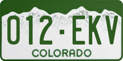 CO license plate 012EKV