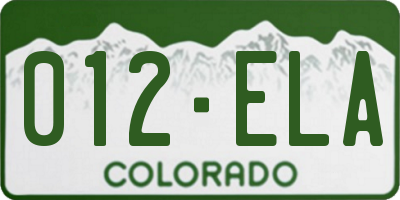 CO license plate 012ELA