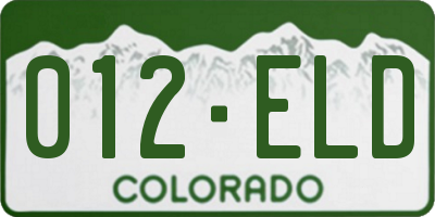 CO license plate 012ELD
