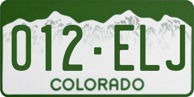 CO license plate 012ELJ