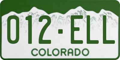 CO license plate 012ELL