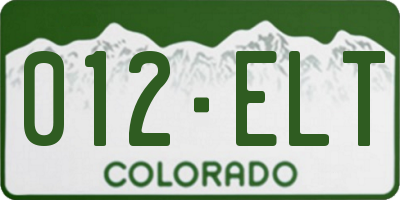 CO license plate 012ELT