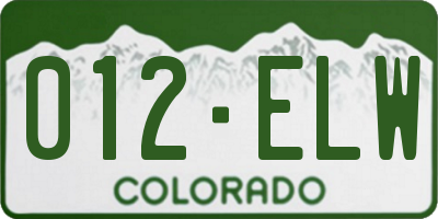 CO license plate 012ELW