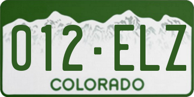 CO license plate 012ELZ