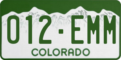 CO license plate 012EMM