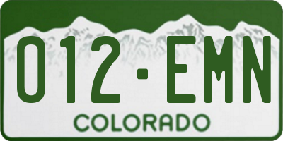 CO license plate 012EMN