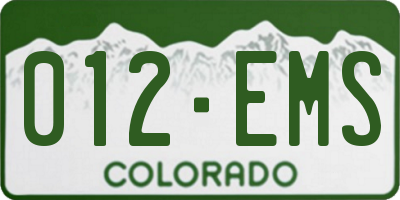 CO license plate 012EMS