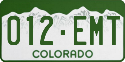CO license plate 012EMT