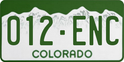 CO license plate 012ENC