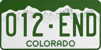 CO license plate 012END