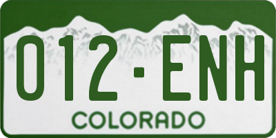 CO license plate 012ENH