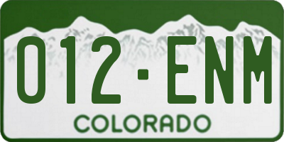 CO license plate 012ENM