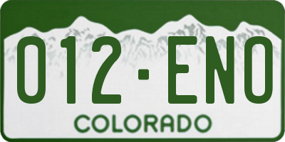 CO license plate 012ENO