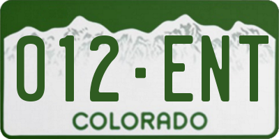 CO license plate 012ENT
