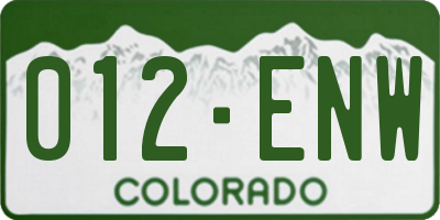 CO license plate 012ENW