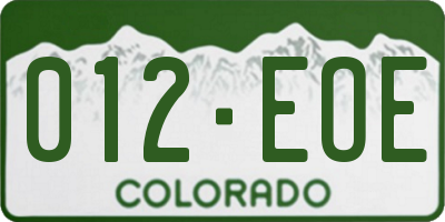 CO license plate 012EOE