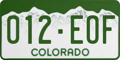 CO license plate 012EOF