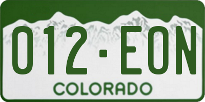 CO license plate 012EON