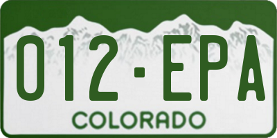 CO license plate 012EPA