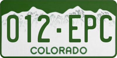 CO license plate 012EPC