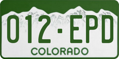 CO license plate 012EPD
