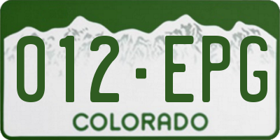 CO license plate 012EPG
